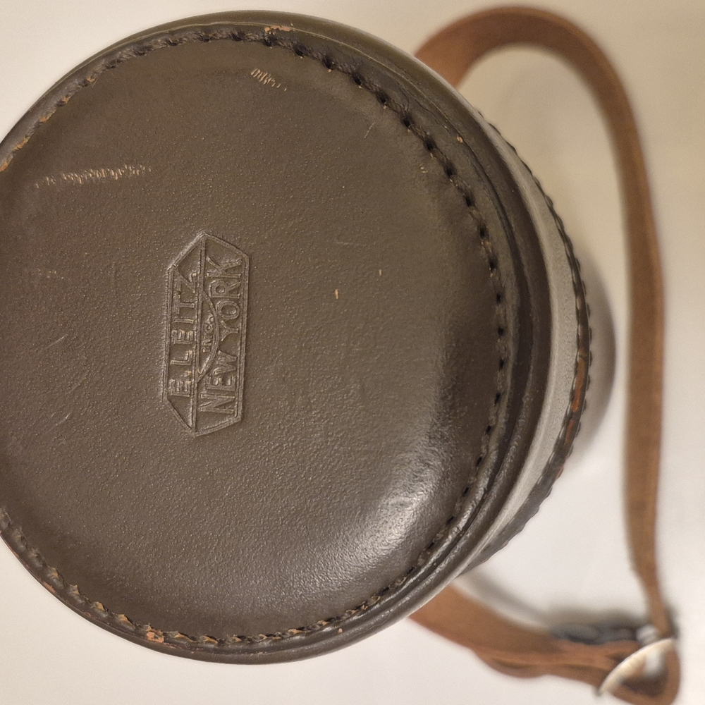 E. Leitz New York Camera Lens Brown Leather Case #3  Pre Owned As Is
